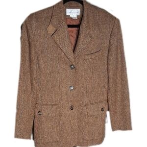 Evan Picone Lambswool Tweed Classic Blazer Jacket